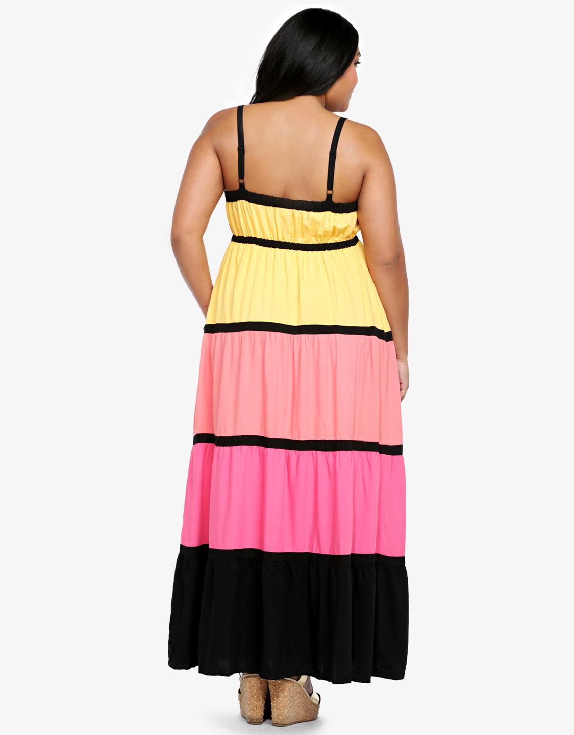 XXL Contrast Color Sexy Suspenders Long Dress