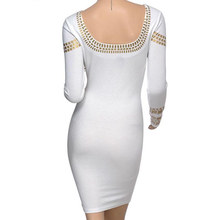 White with Gold Silver Beading  Dress