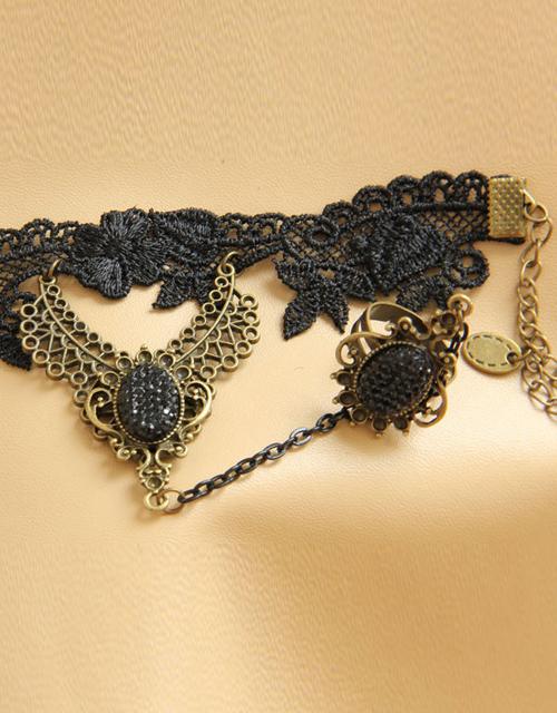 Gothic Black Floral Bracelet Pendant