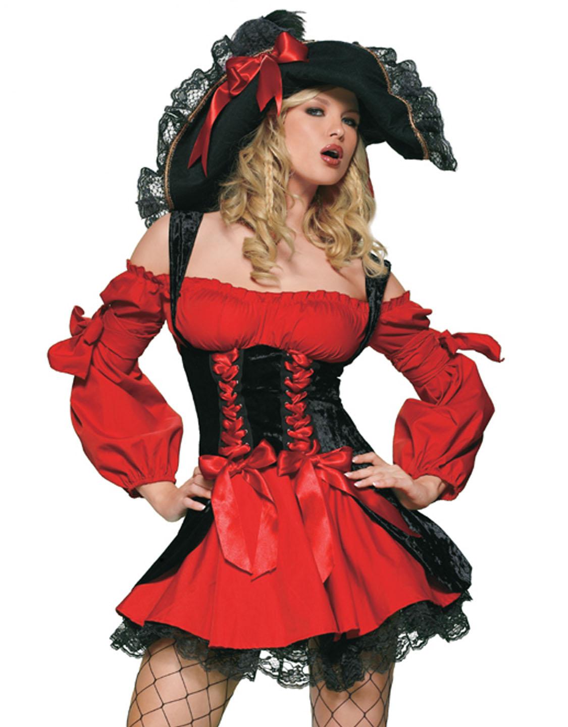 Red Lace-up Pirate Costume 