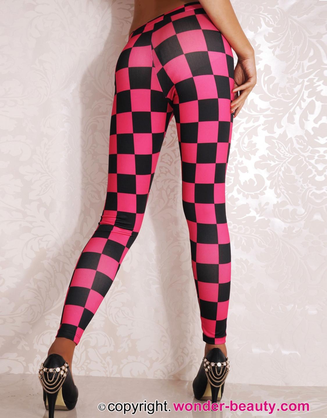 leggings with checkered stripe