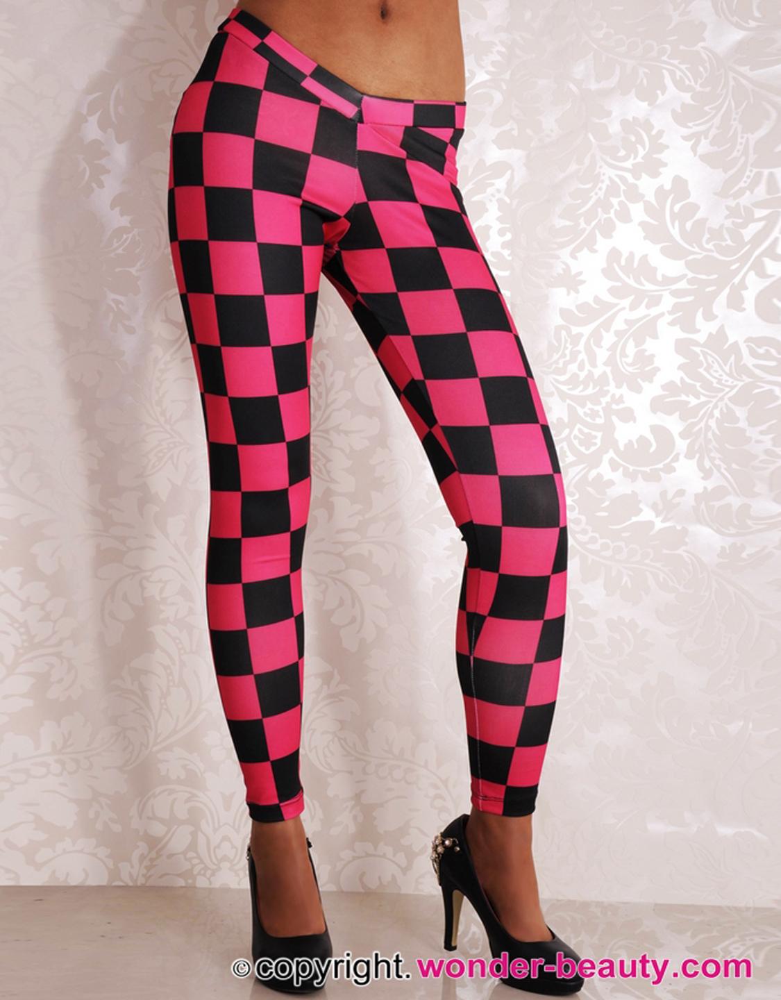 leggings with checkered stripe