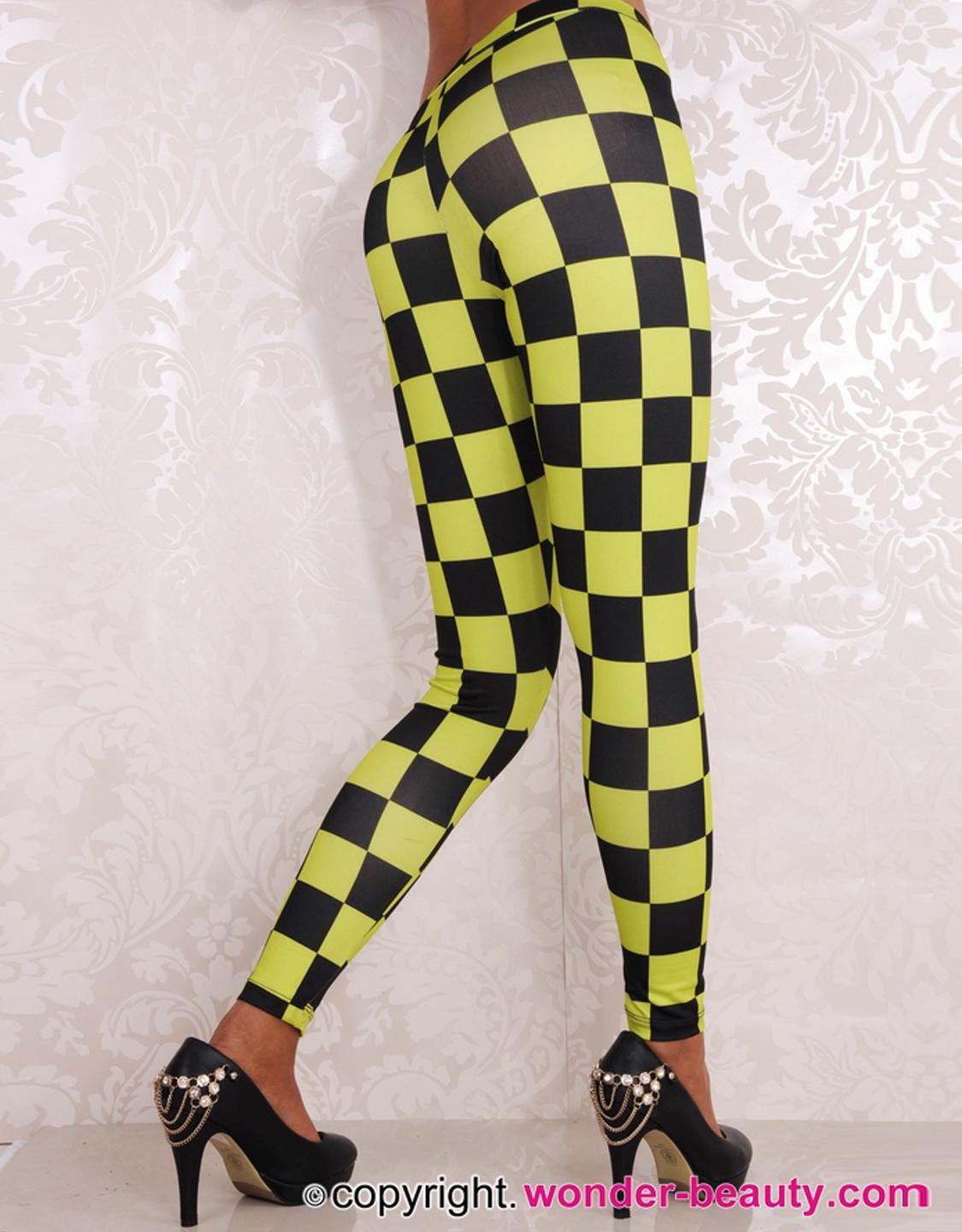 leggings with checkered stripe