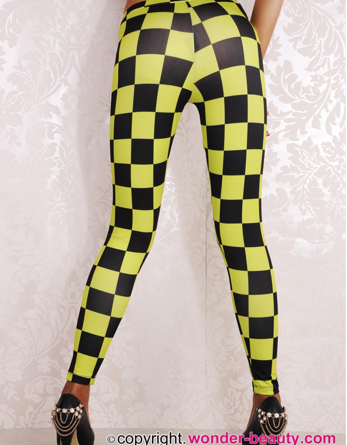 leggings with checkered stripe