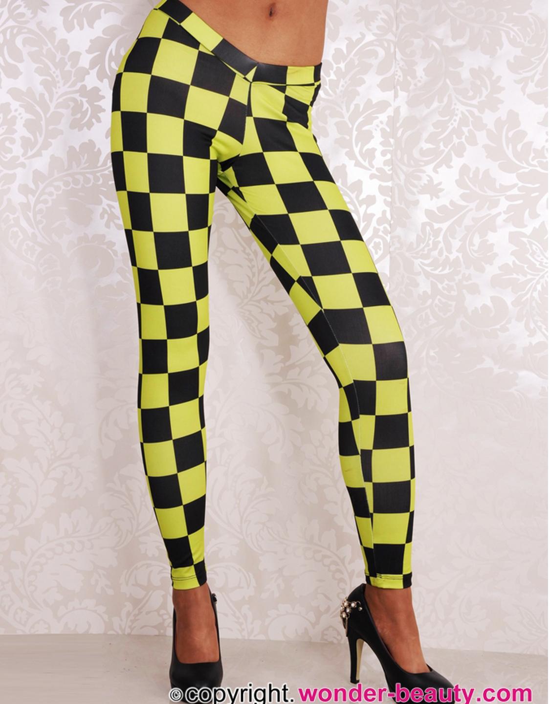 leggings with checkered stripe