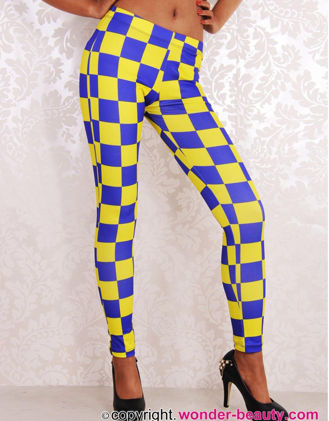 leggings with checkered stripe
