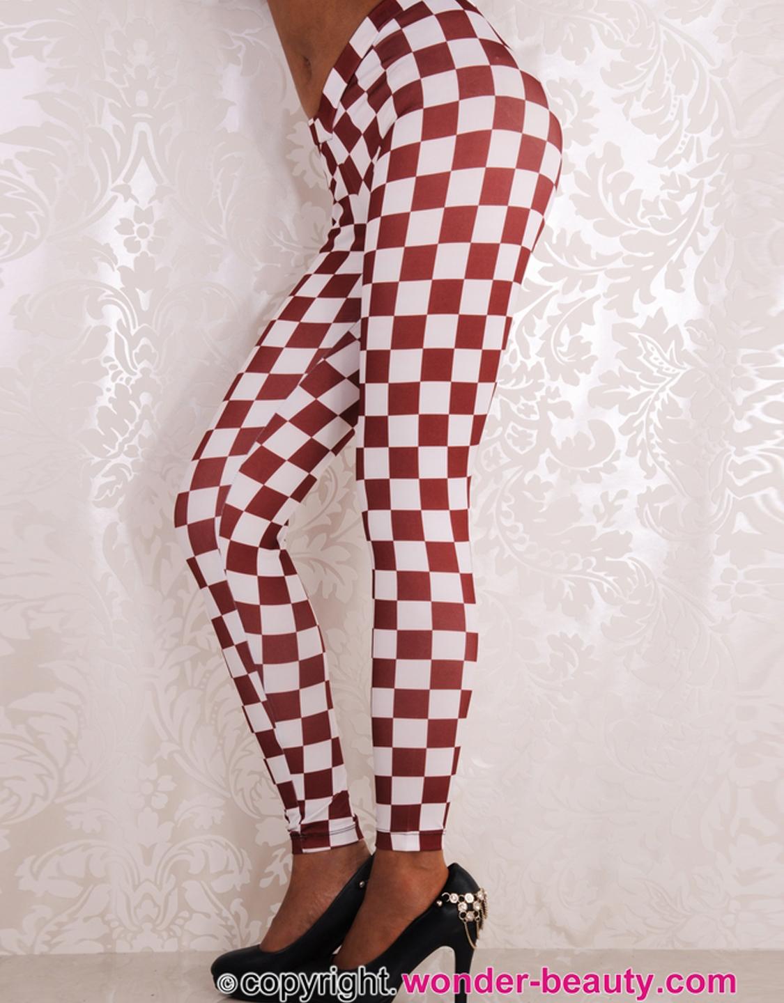 leggings with checkered stripe