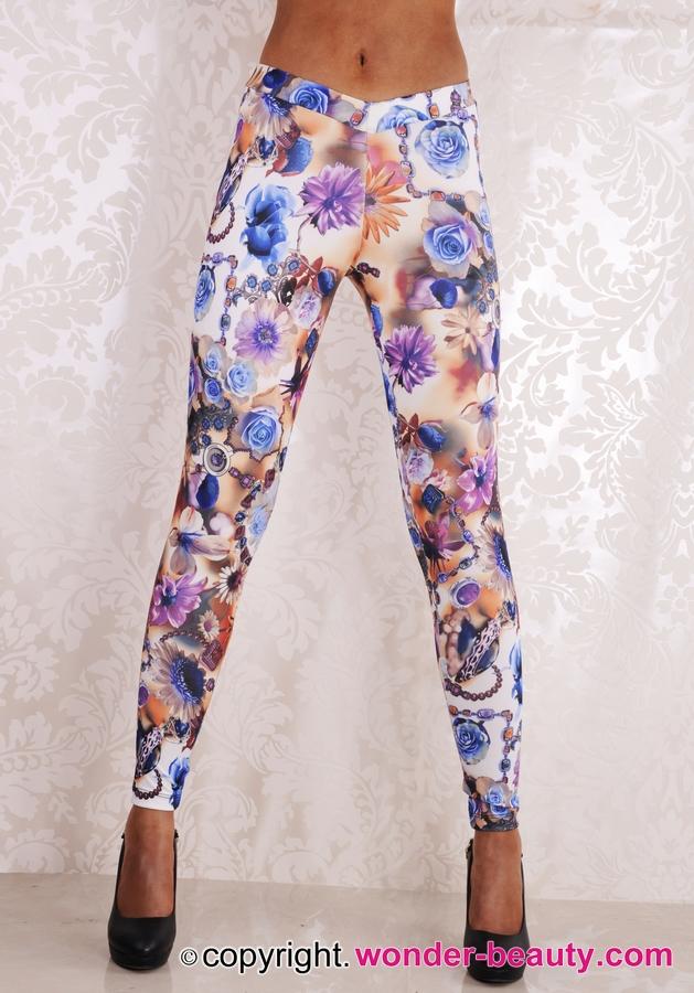 Romantic Blue Rose Manor Leggings 