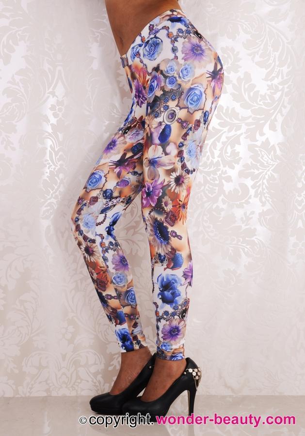 Romantic Blue Rose Manor Leggings 