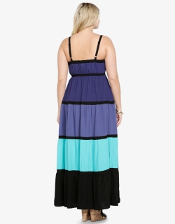 XXL-6XL Contrast Color Sexy Long Dress