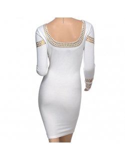 White with Gold Silver Beading  Dress