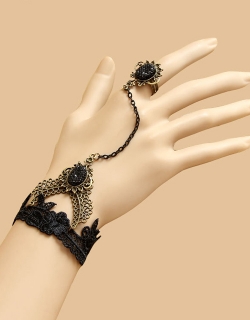 Gothic Black Floral Bracelet Pendant