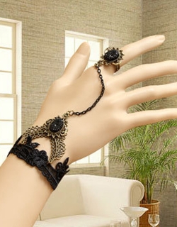 Gothic Black Floral Bracelet Pendant