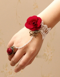 Red Rose Lace Bracelet with Bow Details 