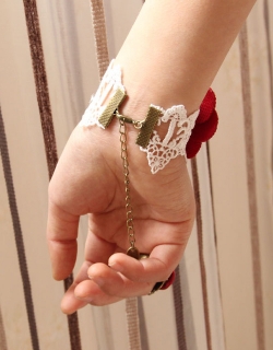 Red Rose Lace Bracelet with Bow Details 