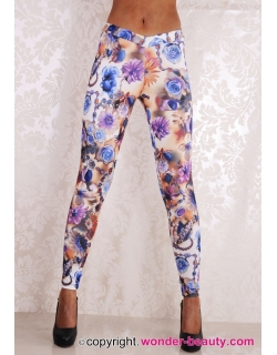 Romantic Blue Rose Manor Leggings 