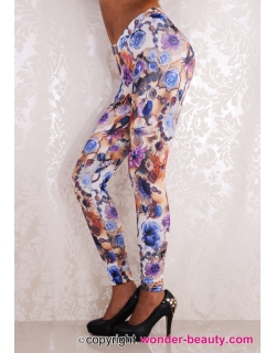 Romantic Blue Rose Manor Leggings 