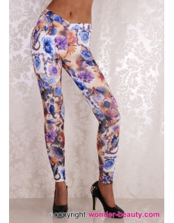 Romantic Blue Rose Manor Leggings 