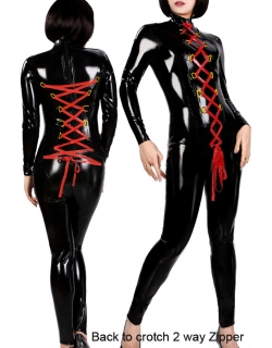 Two Way Zipper Jumpsuit Costume Black