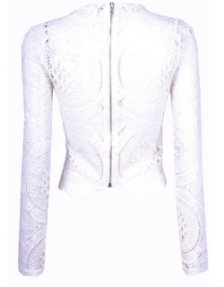 White Embroidery Crochet Lace Crop Top
