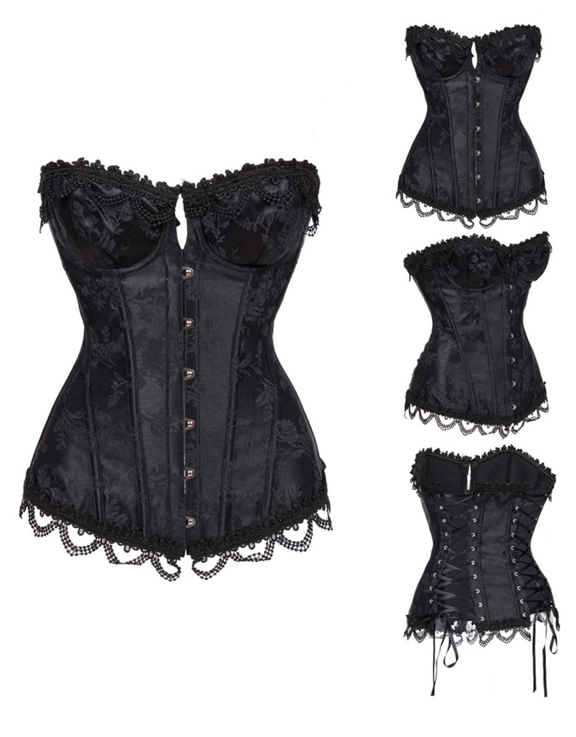 Black Brocade Bustier Gothic Corset