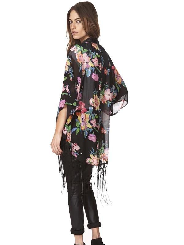 Black Floral Tops