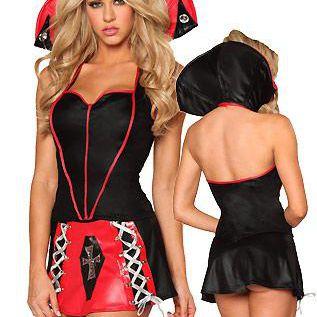 Powerful Black and Red Sexy Vampire Costume