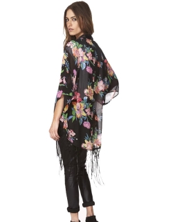 Black Floral Tops