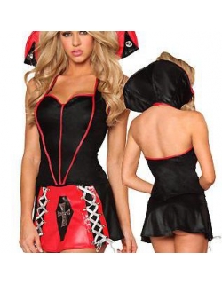 Powerful Black and Red Sexy Vampire Costume