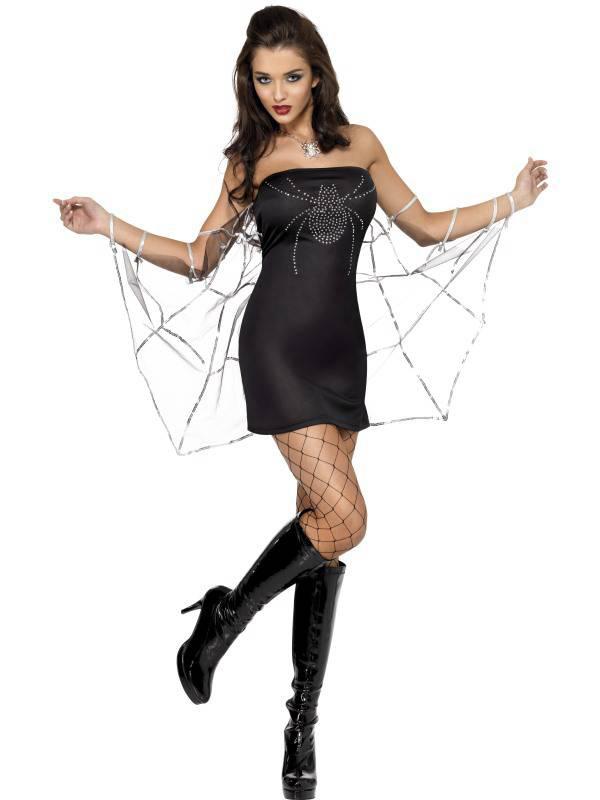 Ladies Fever Black Widow Fancy Dress Costume