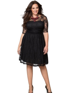 XXL 4XL Fashion Women Plus Size Lace Dress