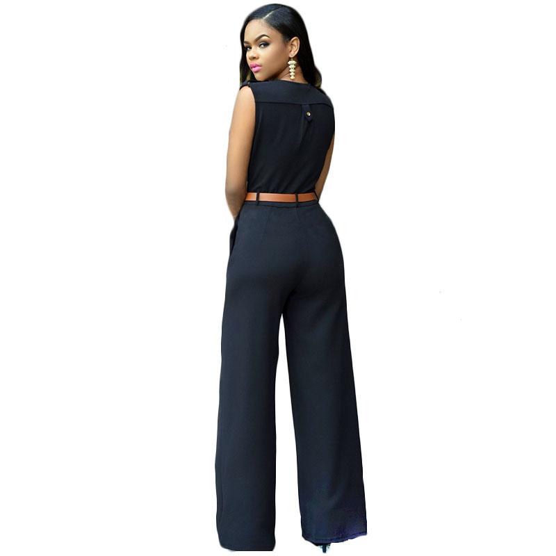 Black Belted Wide Leg Jumpsuit