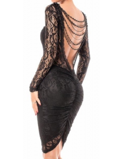 Black Lace Dress With Jewelry On Back