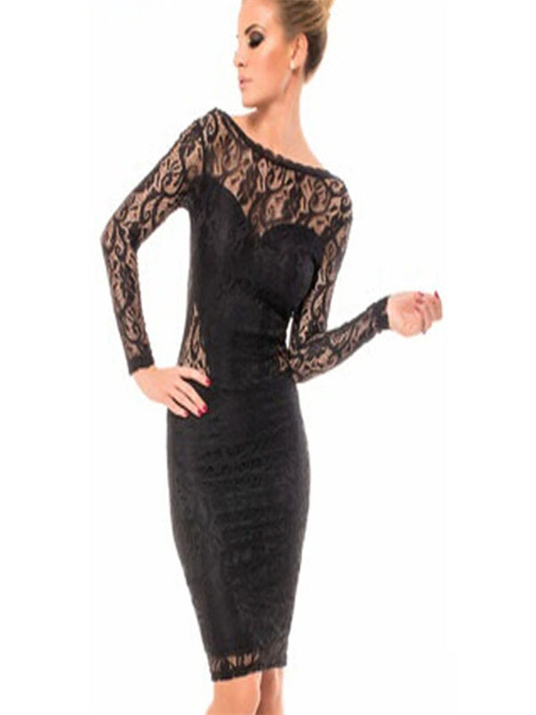 Black Lace Dress With Jewelry On Back