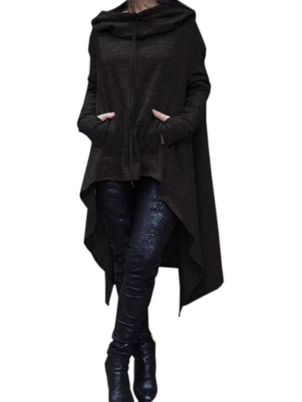 Black Women Hooded Loose Blouse