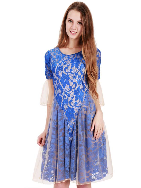 Elegant Royal Blue Lace Party Dress