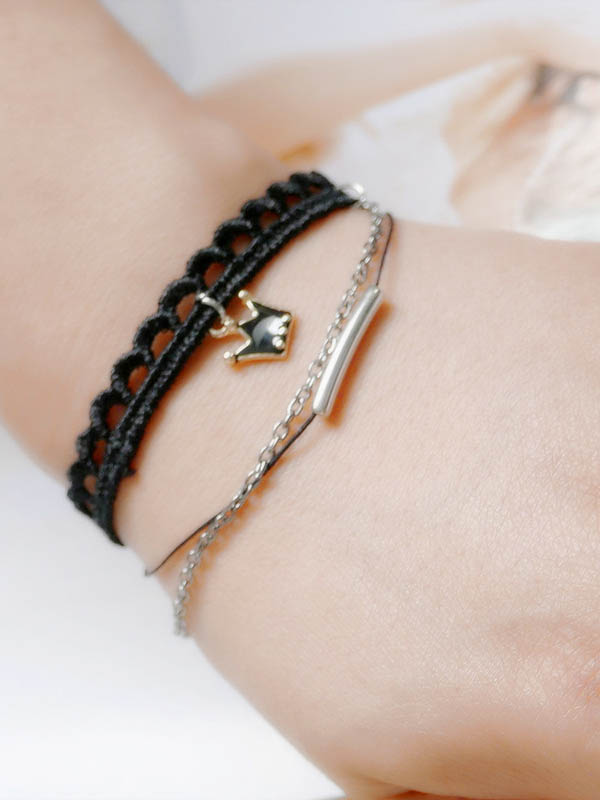 Fashion Black Double Layers Bracelet