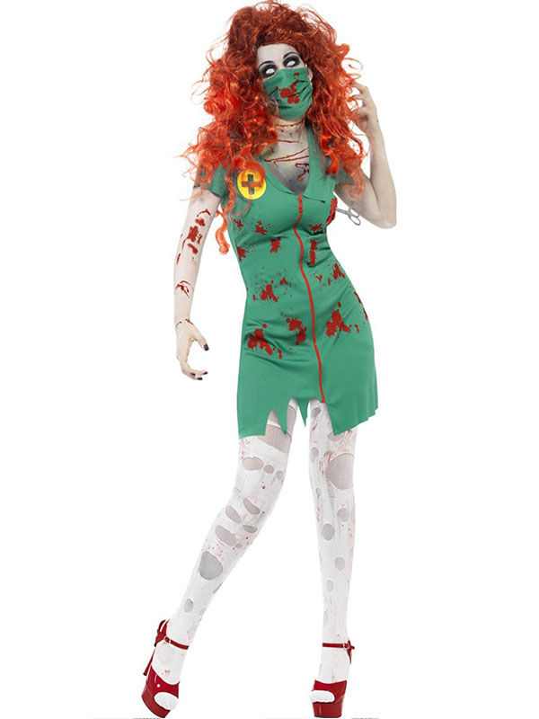 Green Zombie Vampires Disfraces Female Nurses Costumes