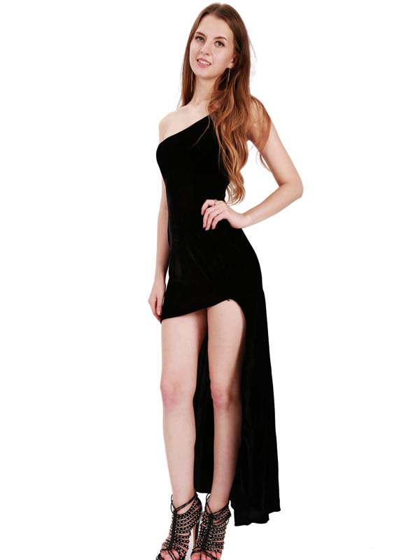 Sexy Black One Shoulder Maxi Dress