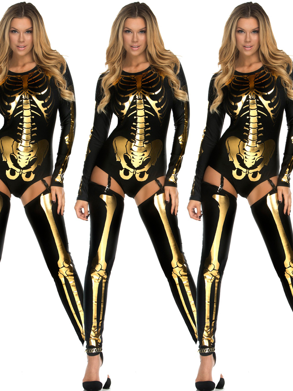 Sexy Gold Skeleton Costume