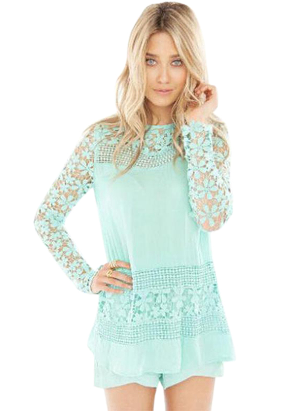 Sexy Long Sleeve Lace Blouse