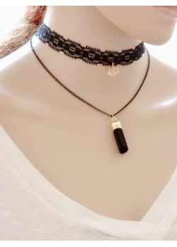 Black Lace Double Layer Choker Necklace