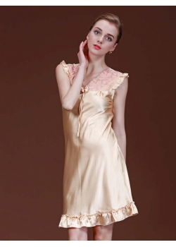 Elegant Ladies Satin Nightgown Champagne