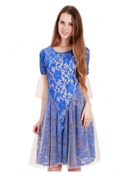 Elegant Royal Blue Lace Party Dress