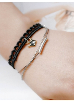 Fashion Black Double Layers Bracelet