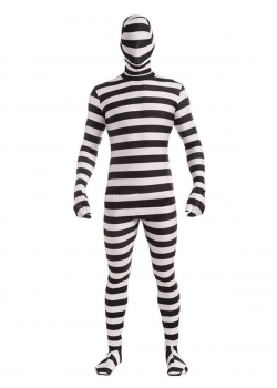 Prisoner Stripe Jumpsuit Cosplay Costume