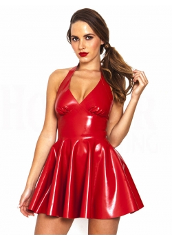 Red Queen Wetlook Halter Mini Dress