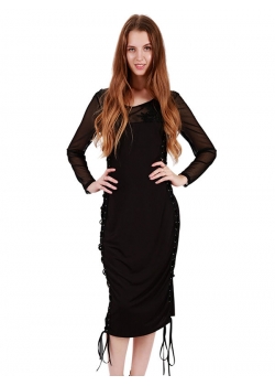 Sexy Black Mesh Midi Dress