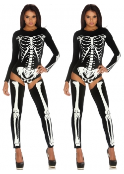 Sexy Grey Skeleton Costume