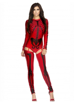 Sexy Red Skeleton Costume
